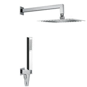 Kit Soffione Doccia Quadrato 2 Vie 25x25 cm in Acciaio Inox Rondò 25