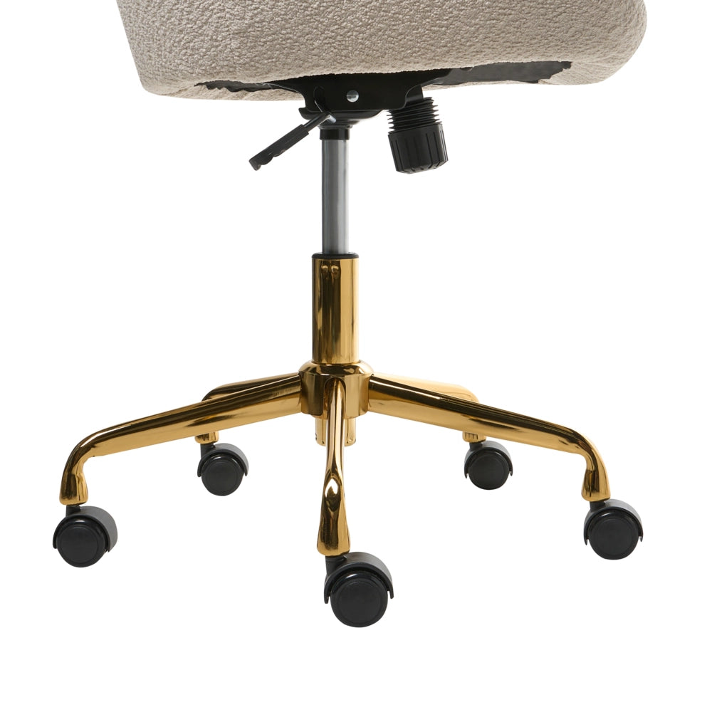 Sedia da ufficio in tessuto bouclè beige chiaro Girevole Funzione Regolabile Mobili da Ufficio