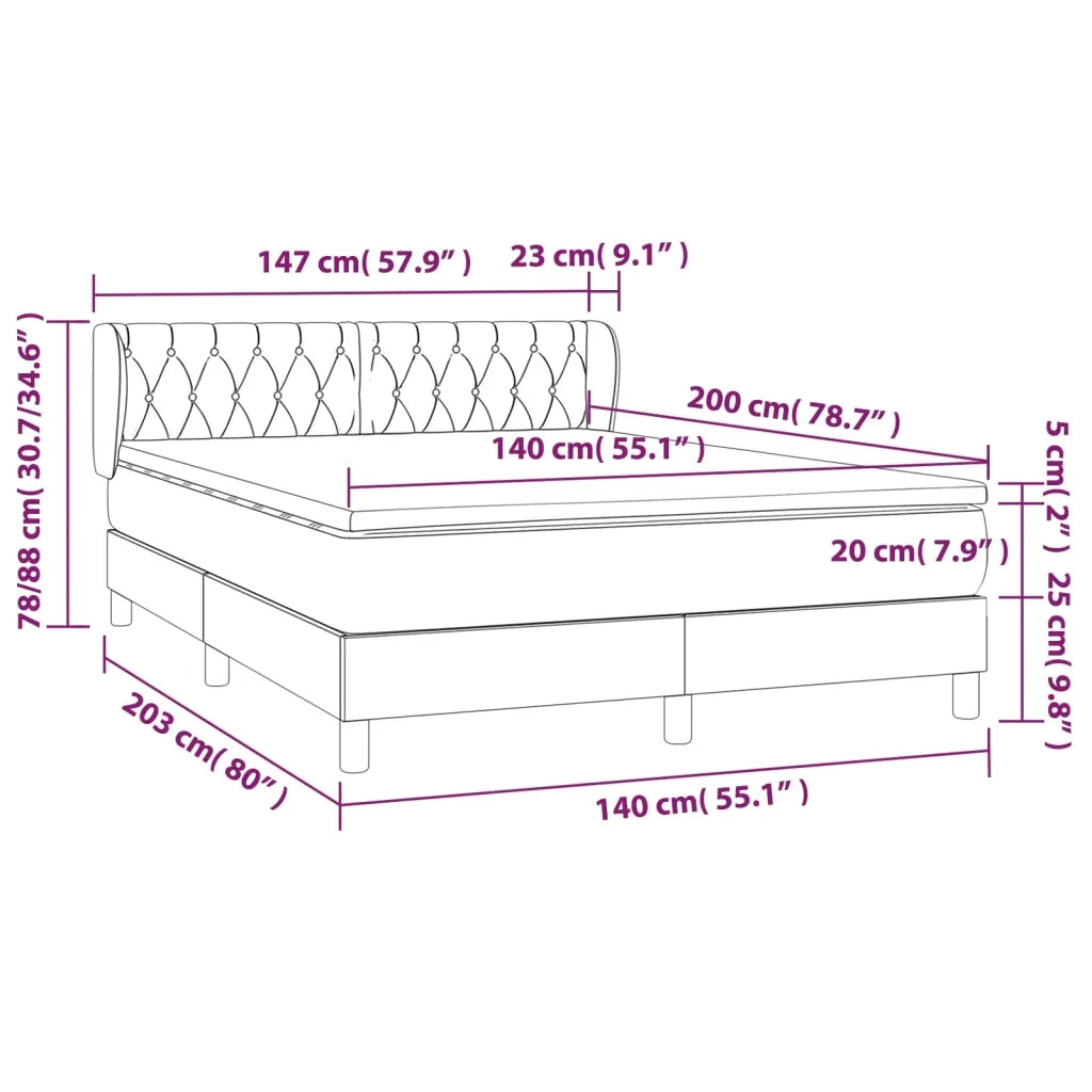 Giroletto a Molle con Materasso Blu 140x200 cm in Tessuto