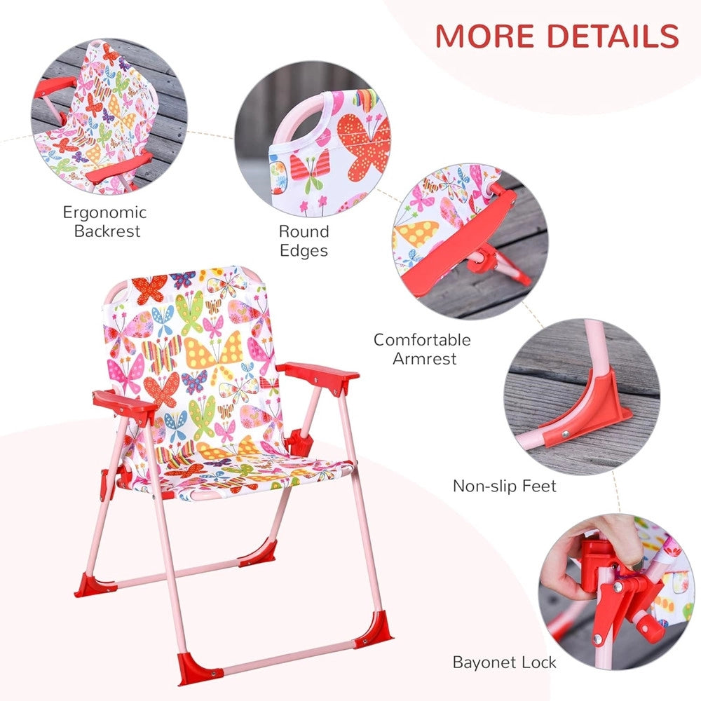 Trade Shop - Set Tavolo Sedia Bistrot Per Bambini Motivo Farfalla Giardino Cortile Con Ombrellone 529027 -