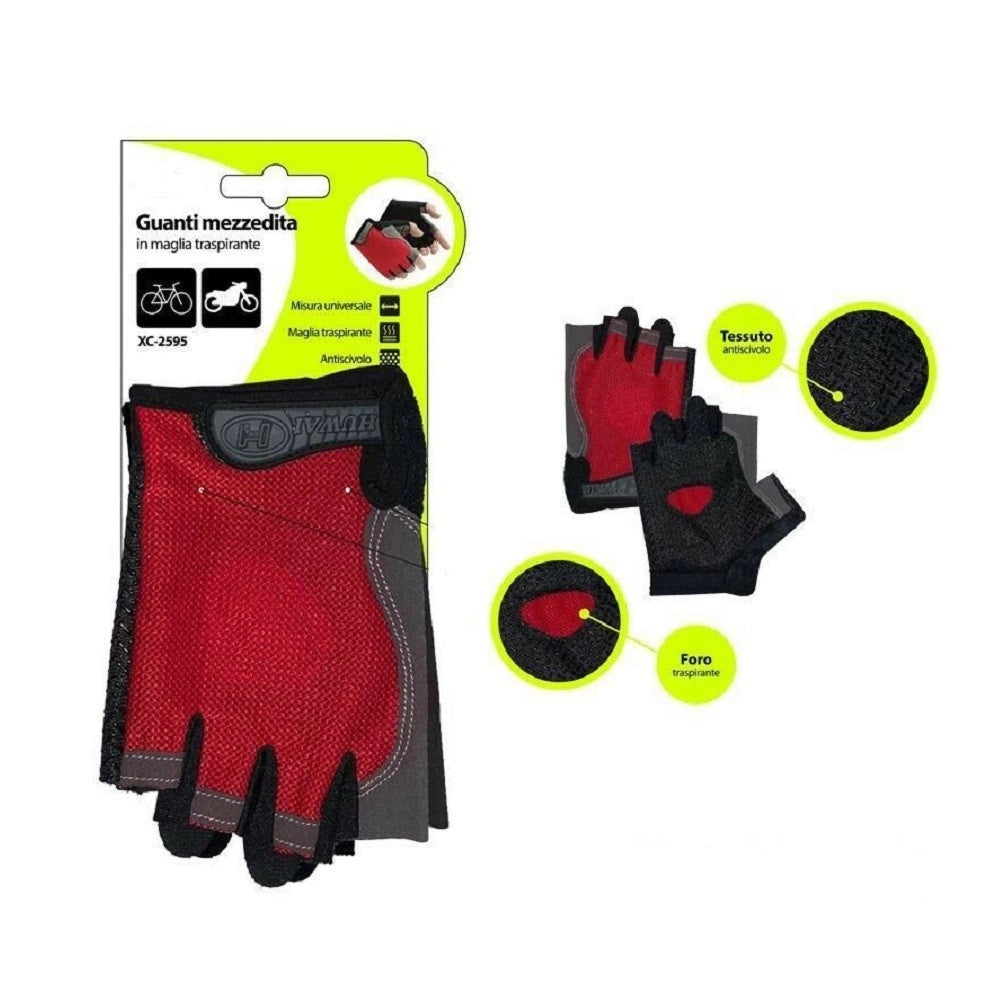 Trade Shop - Guanti Mezzedita Antiscivolo In Maglia Traspiranti Universali Bici Moto Xc-2595 -