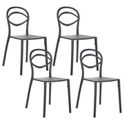 Set di 4 sedie da giardino leggere e resistenti alle intemperie colore nero stile moderno