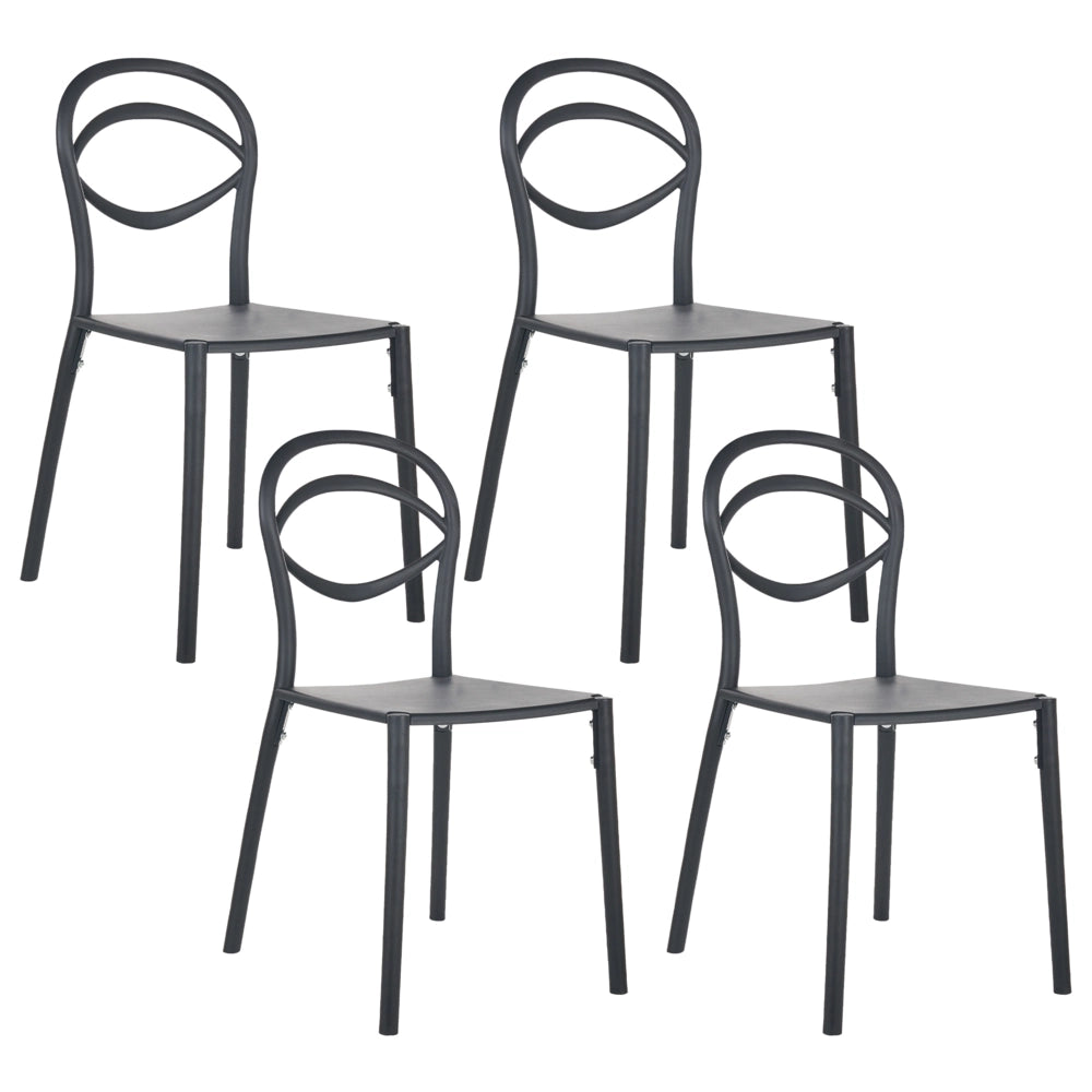 Set di 4 sedie da giardino leggere e resistenti alle intemperie colore nero stile moderno