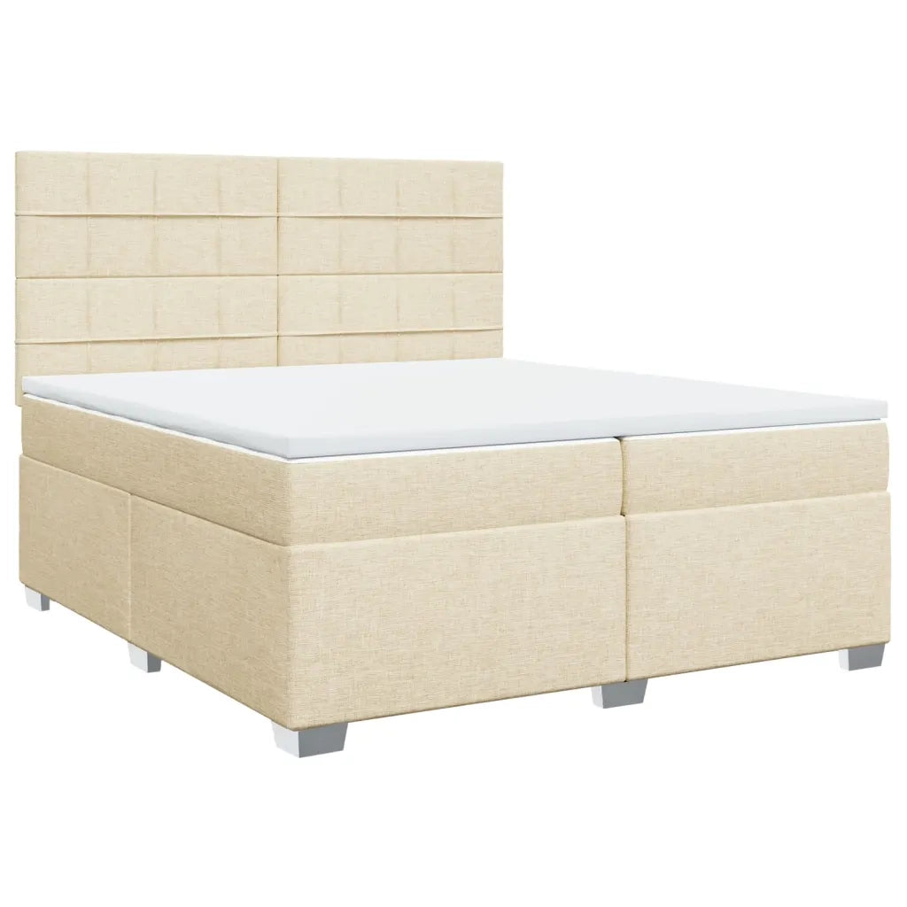 Giroletto a Molle con Materasso Crema 200x200 cm in Tessuto 3290600