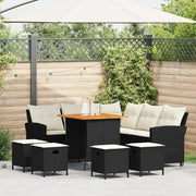 Set Divani da Giardino 6 pz con Cuscini Forma L Polyrattan Nero