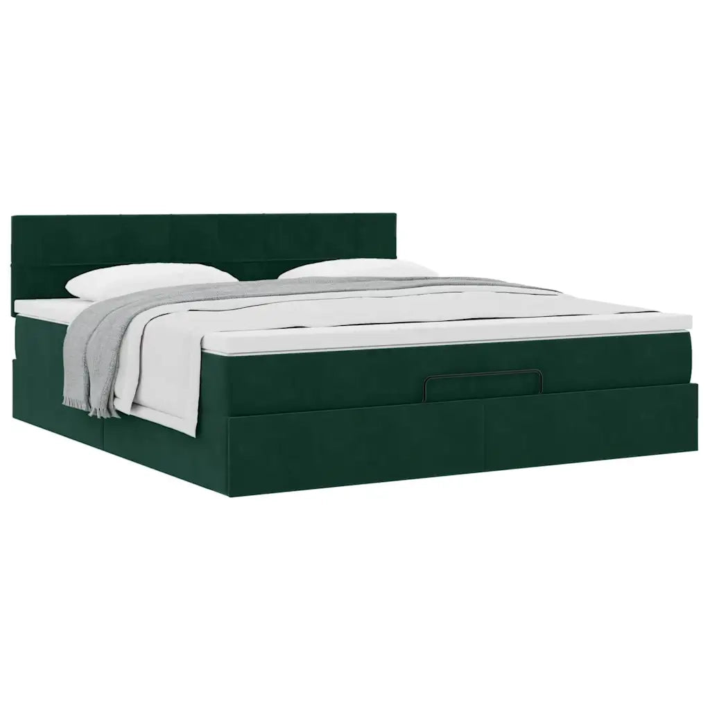 Struttura Letto Pouf con Materasso 160x200 cm in Velluto 3311786