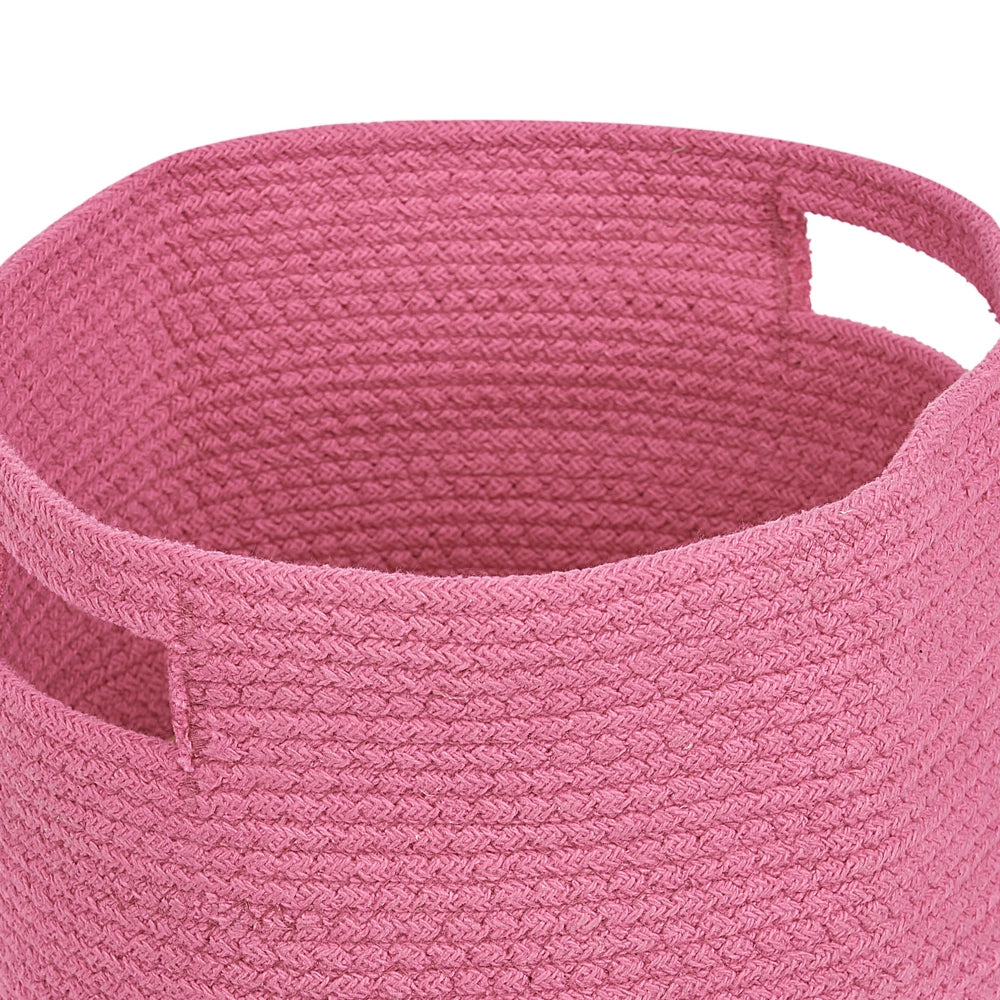 Set di 2 cesti in cotone intrecciato rosa boho interno esterno