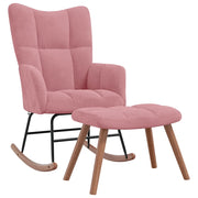 Poltrona a Dondolo con Poggiapiedi Rosa in Vellutocod mxl 71459
