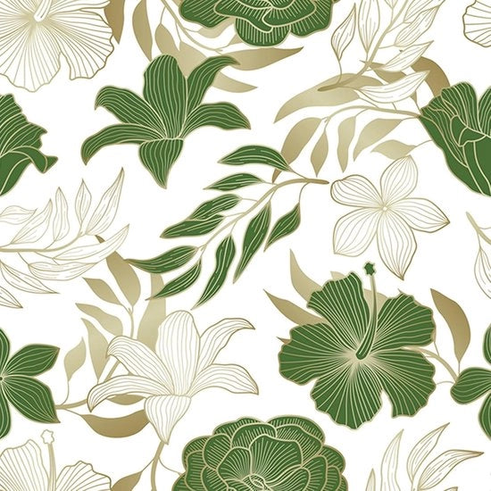 Tappeto da Parete Autoadesivo Fiori Verdi - 40 x 300 cm