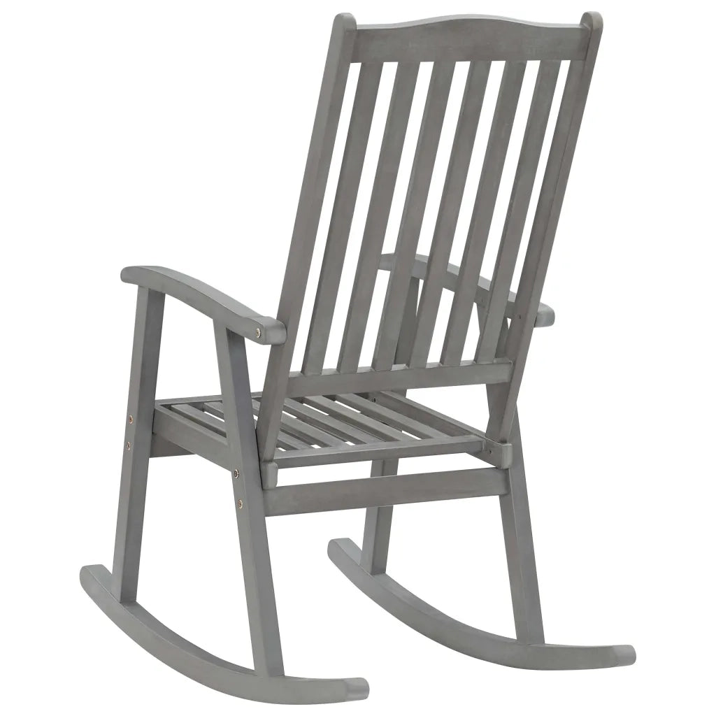 Sedia a Dondolo Grigia in Legno Massello di Acacia 311845