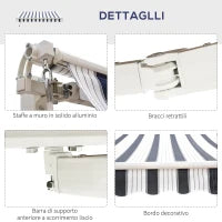 Tenda da Sole a Bracci 2.5x2m Avvolgibile Manuale in Alluminio e Poliestere Blu e Bianco
