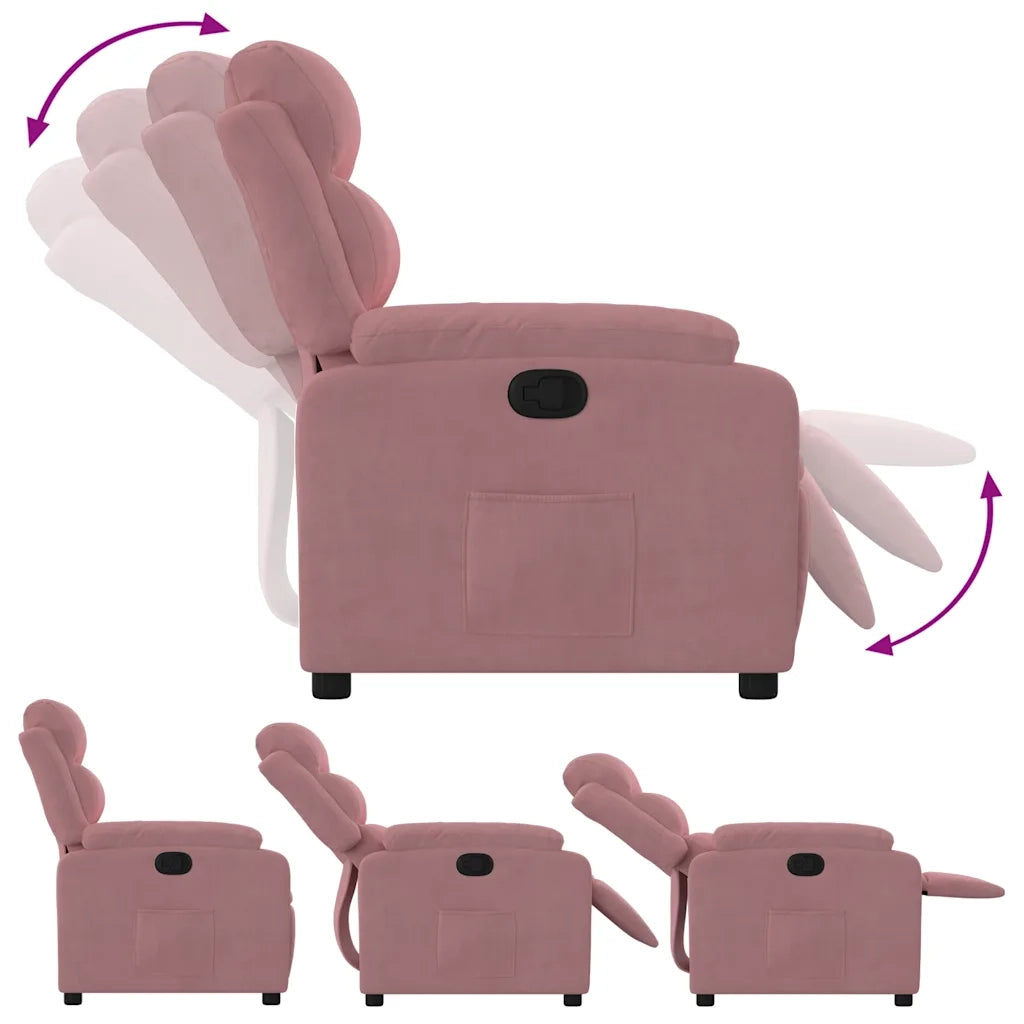 Poltrona Reclinabile Rosa in Velluto 373504