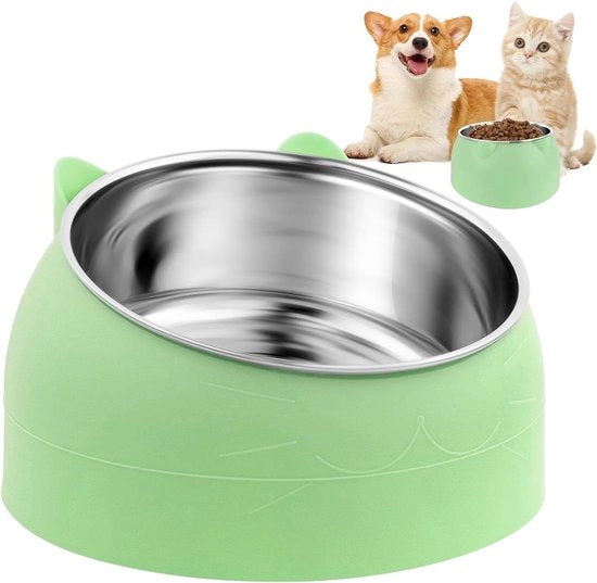 Bacchetta da Cibo per Animali 15° Inclinata e Sottile 400ML - Bacchetta da Mangiare Rimovibile per Gatti e Cani - Protegge le Vertebre Cervicali - Per Cibo Liquido, Secco e Fresco (Verdura)