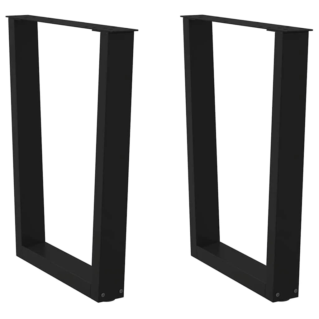 Set di 2 gambe regolabili per tavolo da pranzo a forma di V 70 x 72-73 cm stile moderno con guide in acciaio nero 02_0056931