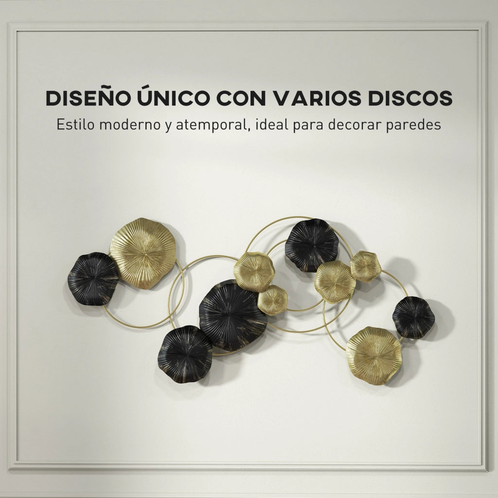 Decorazione Parete Metallo Foglia Loto ¨C Xylo ¨C Scultura Murale Oro Nero 84x35 cm
