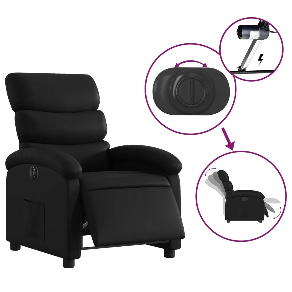 Divano Sedia-Poltrona Reclinabile Elettrica Nera in Similpelle 502700