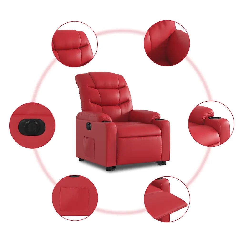 Poltrona Alzapersona Reclinabile Elettrica Rossa in Similpelle 3206618