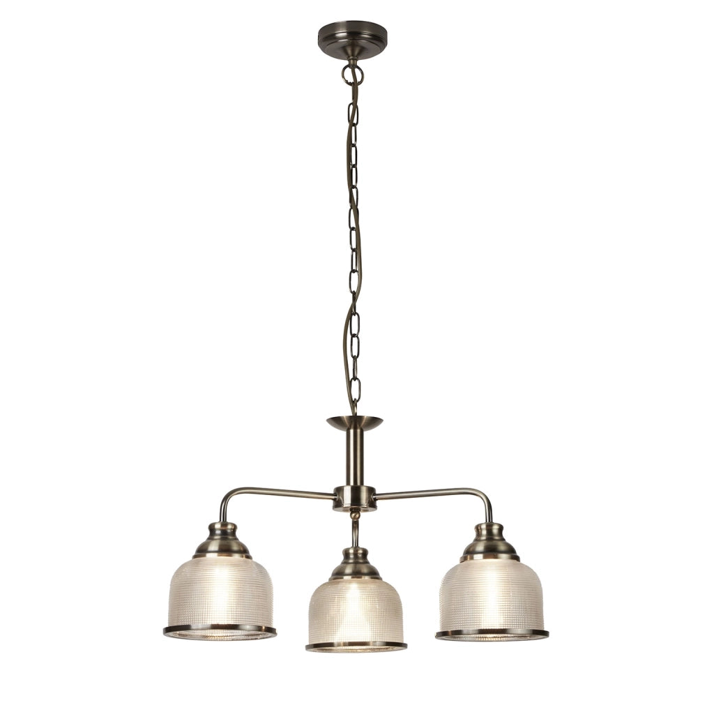 Lampadario Contemporaneo Bistrot Ii Acciaio Ottone Vetro Trasparente 3 Luci E27
