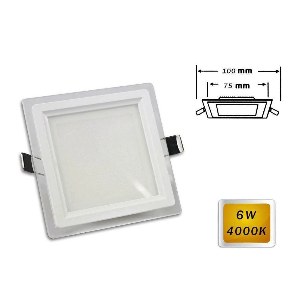 Trade Shop - Pannello Led Slim Incasso Bordo Vetro Quadrato 6w Luce 6500k 4000k 3000k P-75eq - -bianco Naturale      -