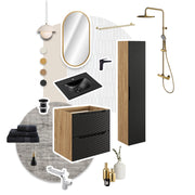 Set mobili bagno 70 cm con piano Ocean Black 70 x 1401 x 46 cm