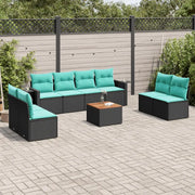 Set Divani da Giardino 9 pz con Cuscini Nero in Polyrattan 3224524