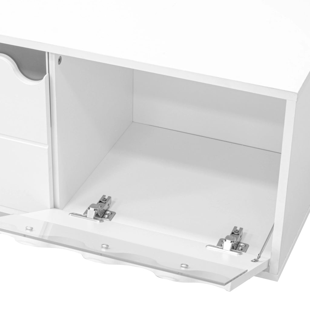 Mobile porta TV con 4 ante e design a onde in MDF e pannello truciolare bianco 170 × 40 × 45 cm