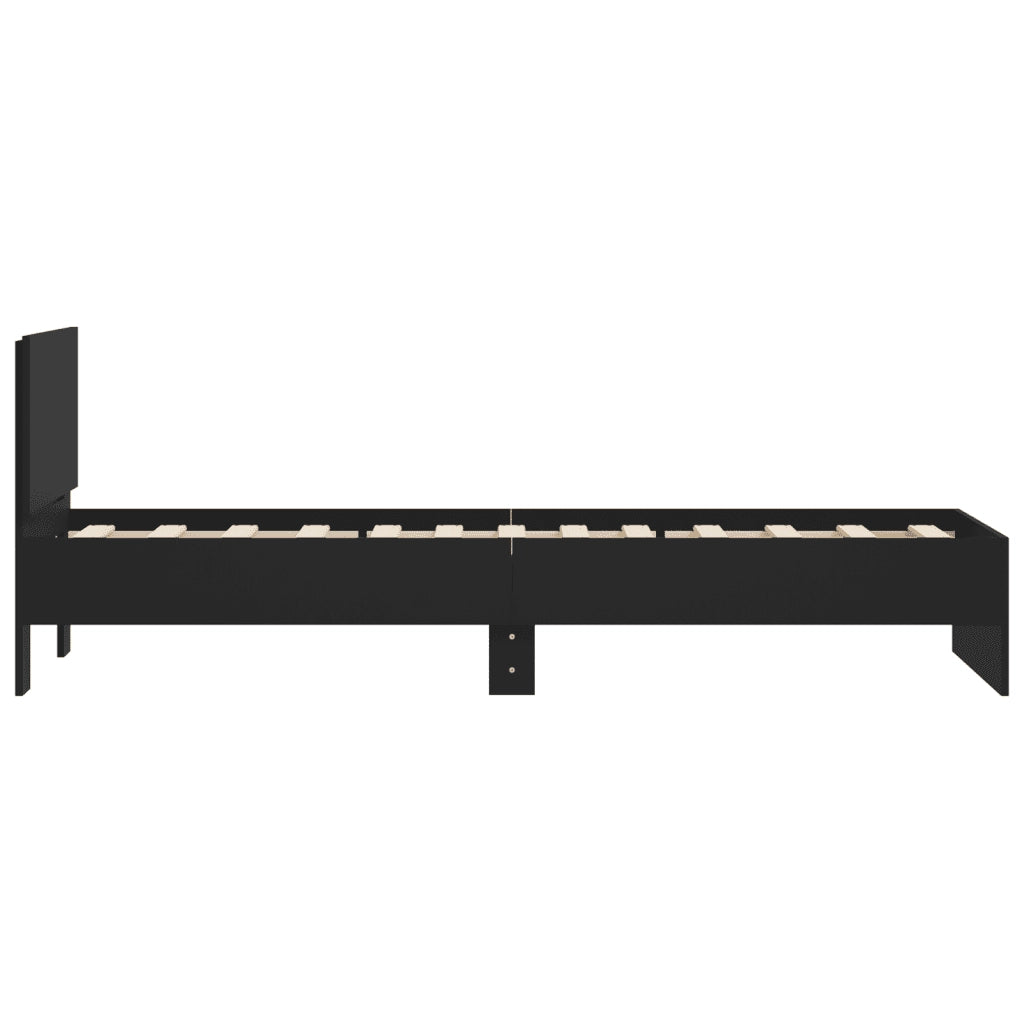 Giroletto con Testiera-Struttura letto con testiera Nero 90x200 cm in Legno Multistrato