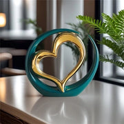 Decorazione artistica moderna a forma di cuore in ceramica, per sala da pranzo, soggiorno, ufficio, mobile TV, punto focale. (Oro verde)