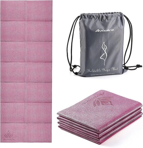Mat di Yoga Opvougliabile con Antiscivolo Resistente al Trasporto Mat di Yoga Ecologo in PVC Mat di Yoga Spesso per Allenamento Fitness Pilates Palestra Mat di Allenamento per Donne Uomini Bambini