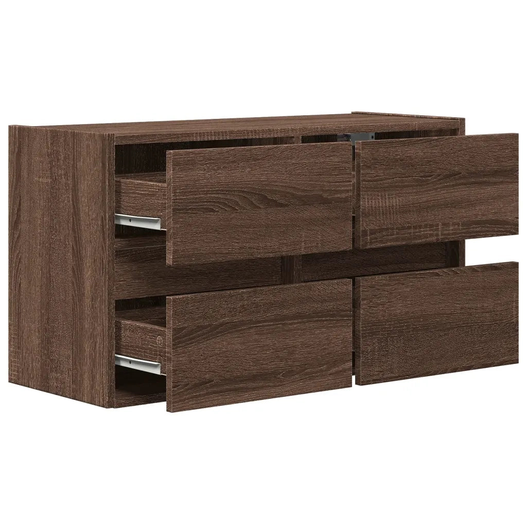 vidaXL Mobile TV a Parete con Luci LED Rovere Marrone 80x31x45 cm