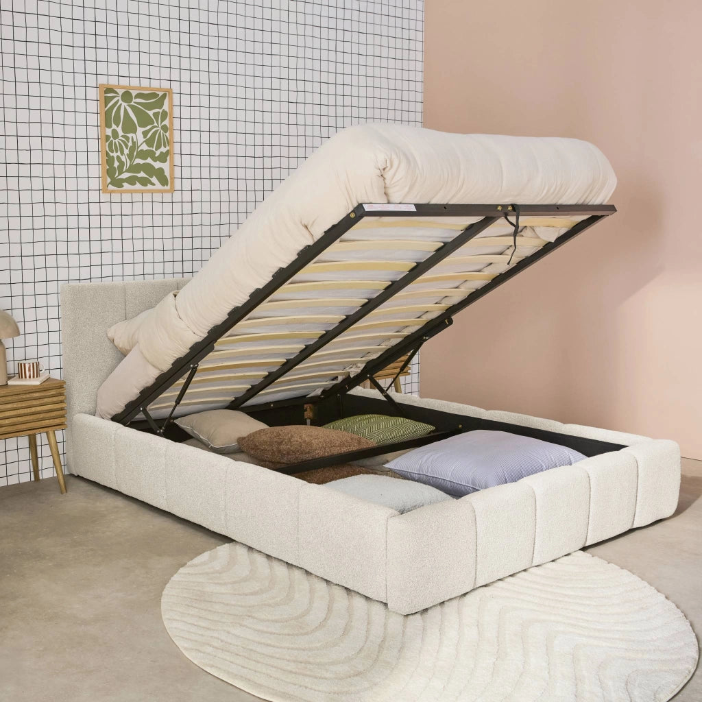 Struttura letto con contenitore e testiera 140cmx190cm, imbottita