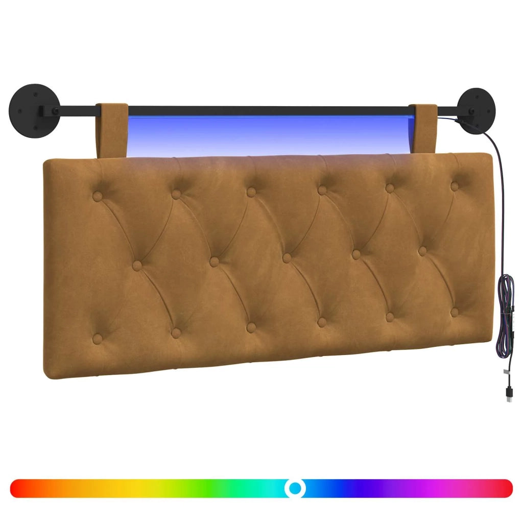 Testiera | Testata sospesa Con luce LED Marrone Velluto