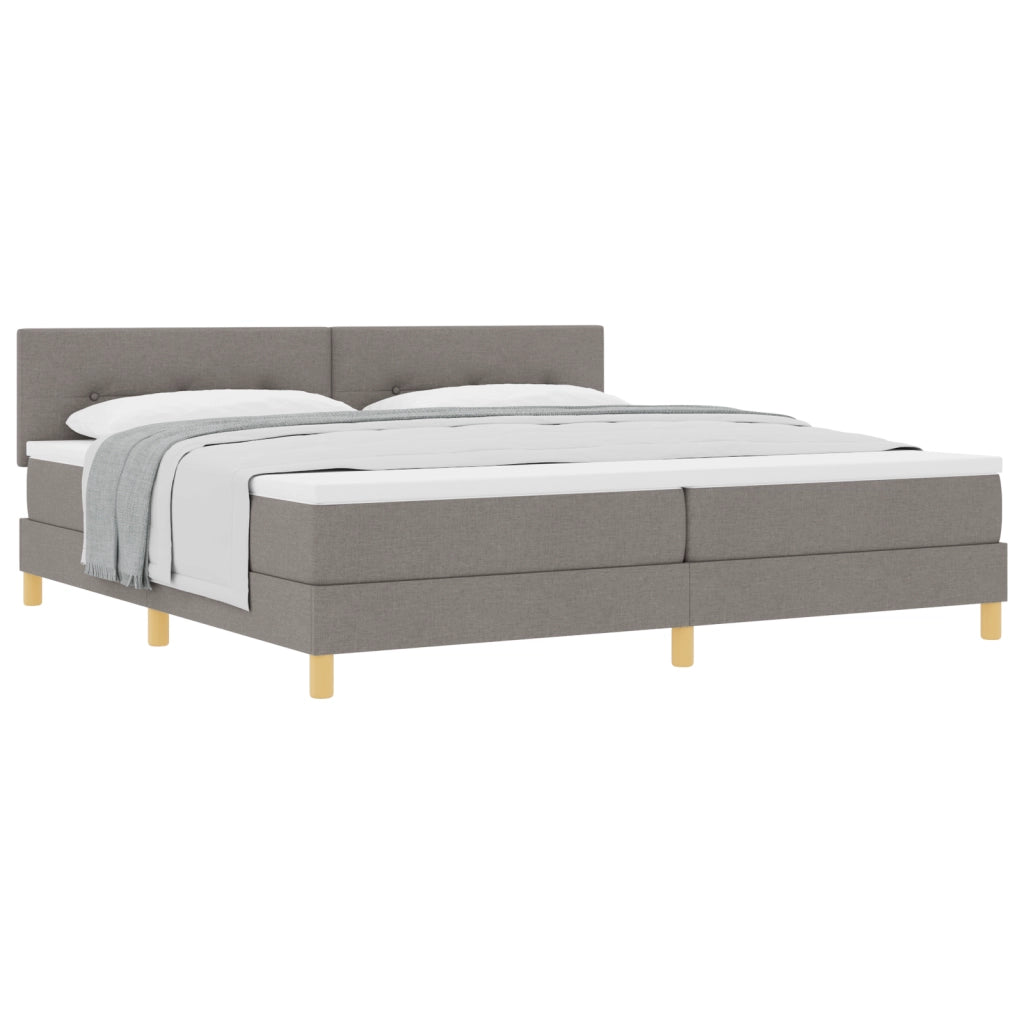 Letto con Box Spring Materasso Tortora 200x200 cm Tessuto