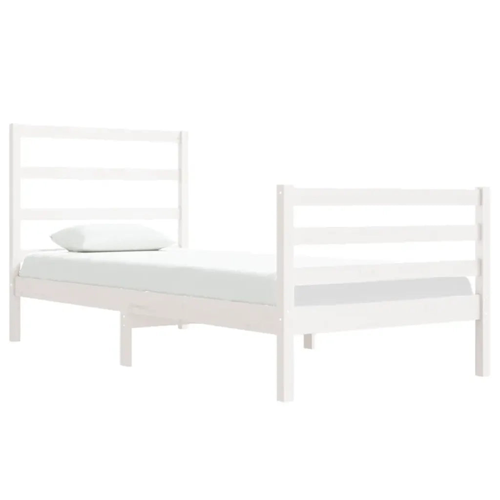 Giroletto-Struttura Letto Bianco in Legno Massello di Pino 90x190 cm Single 922663
