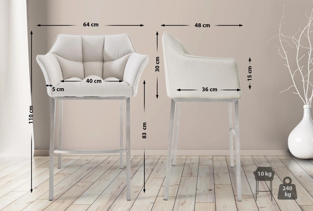Barhocker Damaso E Stoff mit 4-FuЯ Gestell