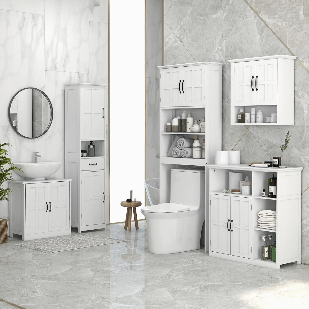 Colonna Bagno con Ante e Cassetto ¨C Zephmum ¨C Bianco 40x30x164 cm