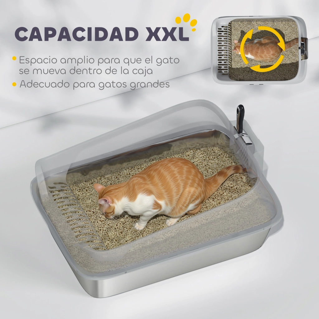Arenero per Gatti ¨C zephmum ¨C 70x50x30 cm Grigio Acciao Inox