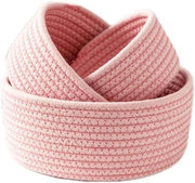Cesto di stoccaggio rotondo di corda di cotone intrecciato - Rosa - Per camera da bambino - Camera da letto - Salotto - Cucina