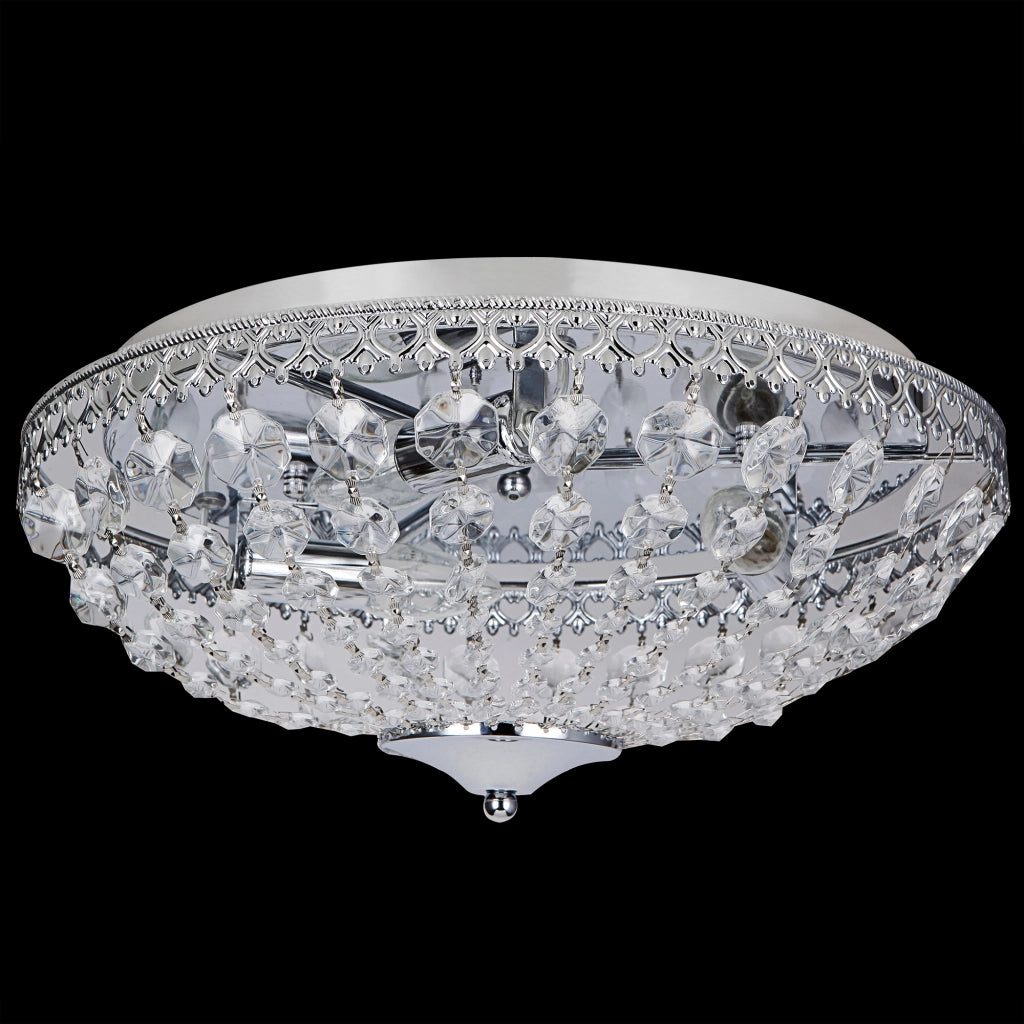 Plafoniera Rotonda Lydia con Cristalli Artificiali Pendenti Ø40 cm Cromo [lux.pro]