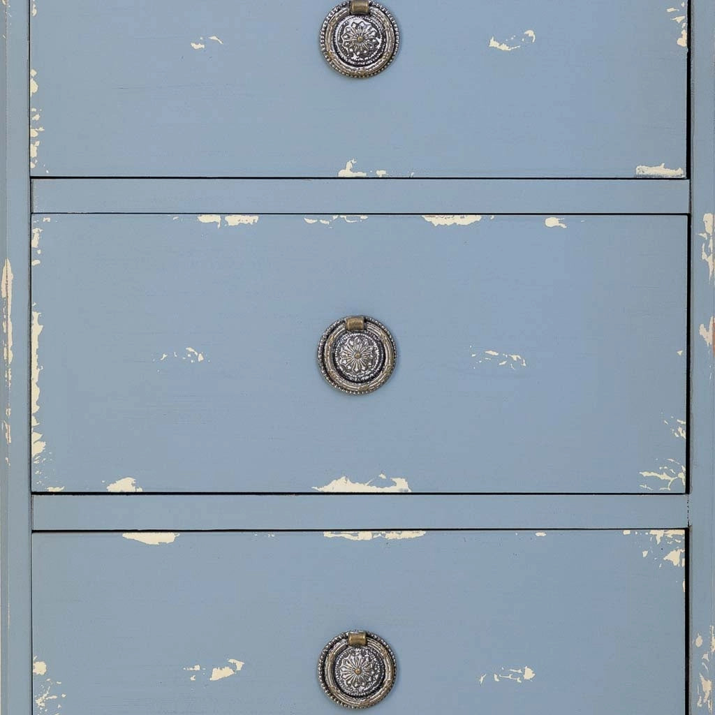 Cassettiera in legno blu con 5 cassetti 50x35x110h cm