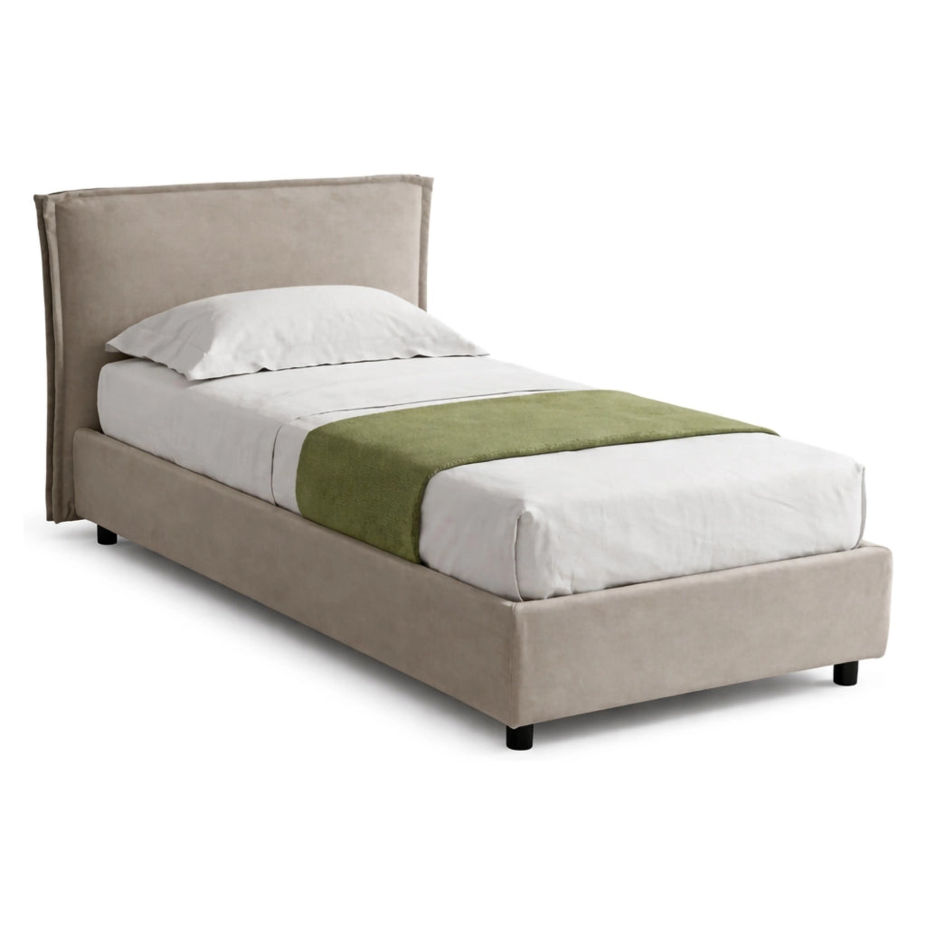 Atrelmo, Letto Singolo Materasso Incluso Made in Italy, Grigio Tortora