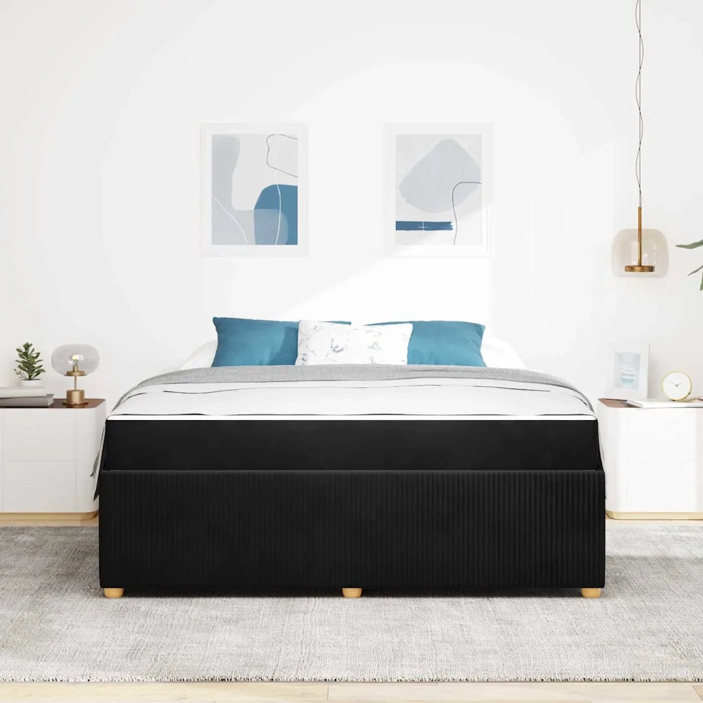 Struttura del letto con materasso Nero 180 x 200 cm Tessuto
