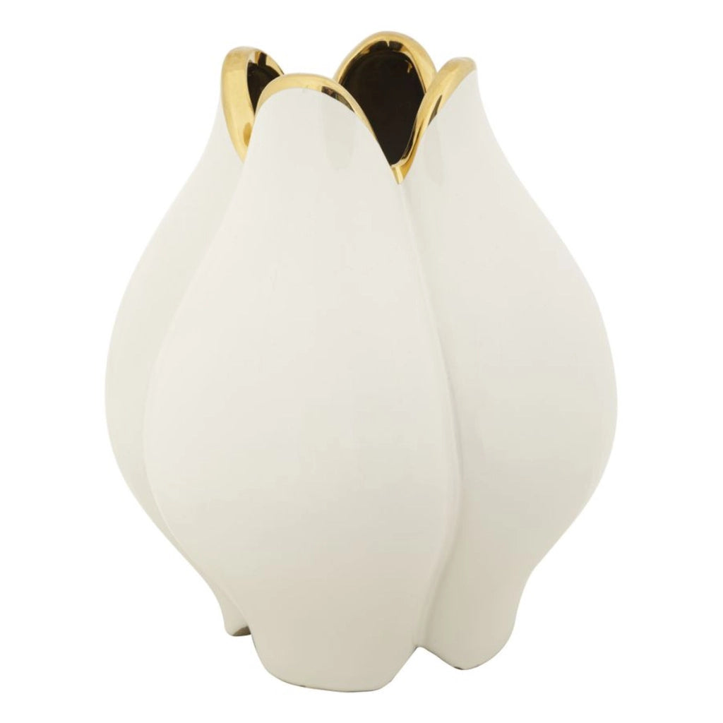 Vaso Decorativo VKH636, Bianco, Ceramica, 23x23x27,5 cm