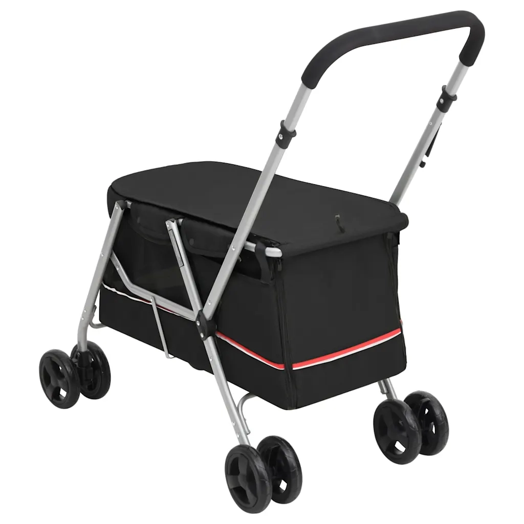Passeggino per Cani Pieghevole Nero 100x49x96cm Tessuto di Lino CFW1638249