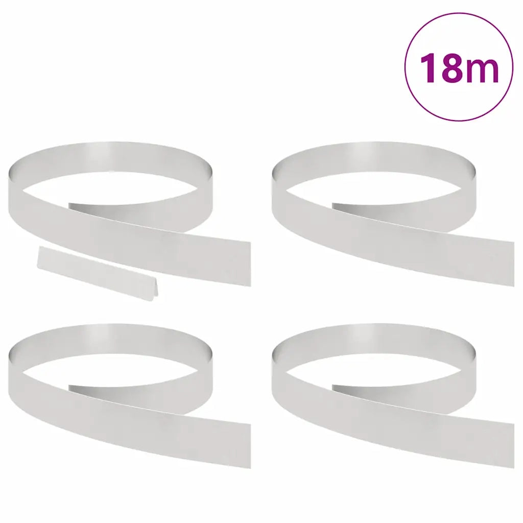 vidaXL Finitura per Prato da Giardino 4 pcs Argento 450 x 10 cm