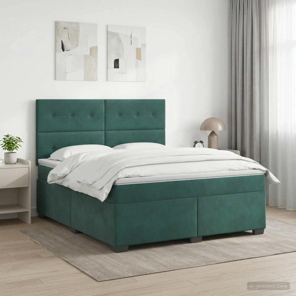 Letto box spring con materasso Verde Scuro 140 x 190 cm Velluto 3453641