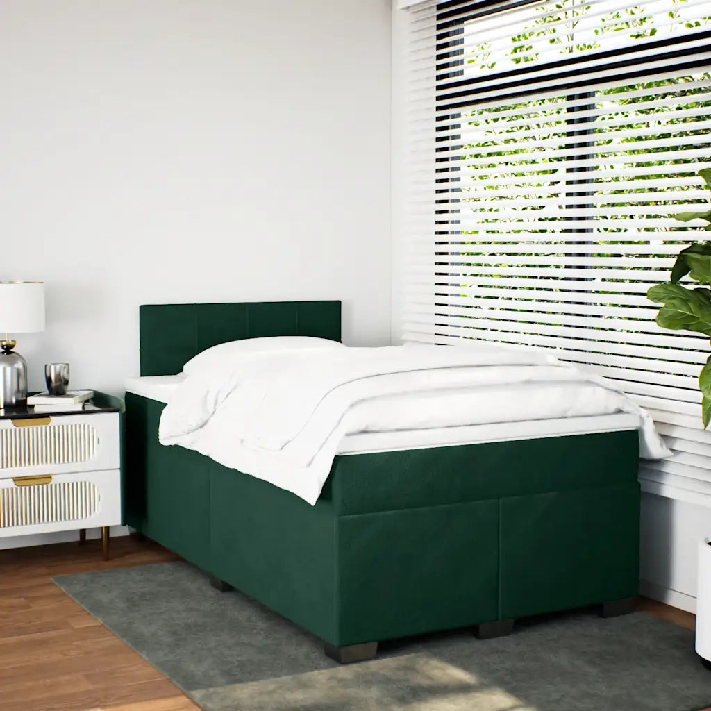 Giroletto a Molle con Materasso Verde Scuro 120x190 cm Velluto