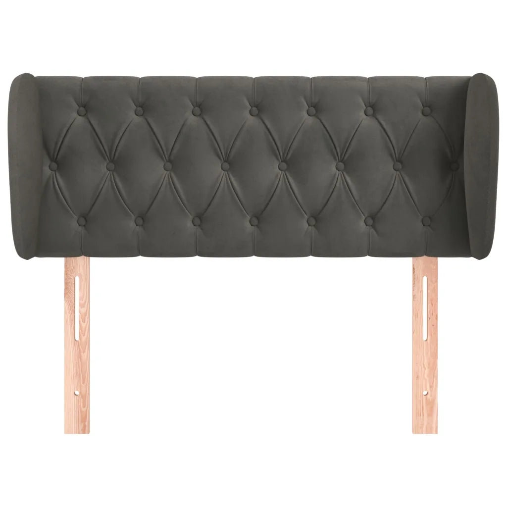 Testiera | Testata ad Orecchio Grigio Scuro 93x23x78/88 cm in Velluto