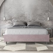 Letto matrimoniale francese con rete imbottito 140x210 microfibra glicine Azelia