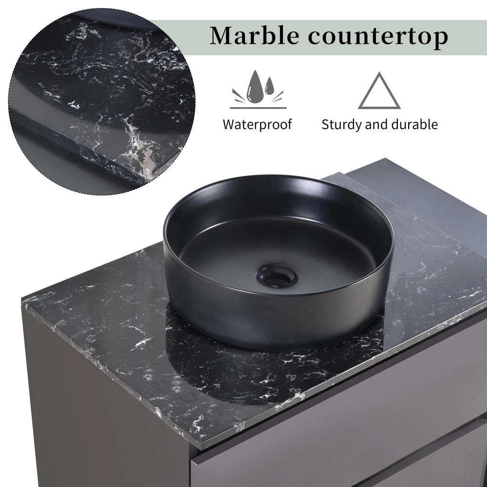 Mobile Sottolavabo Sospeso con Lavabo e Cassetti ¨C Xylo ¨C Nero/Grigio 80cm